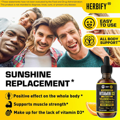 HERBIFY Bundle - Lions Mane & Vitamin D3 2 Fl Oz Drops - Supplement for Memory, Focus & Clarity & Immune Support, Bone Strength and Teeth Support Supplement - PrimeBioHealth - canada supplements