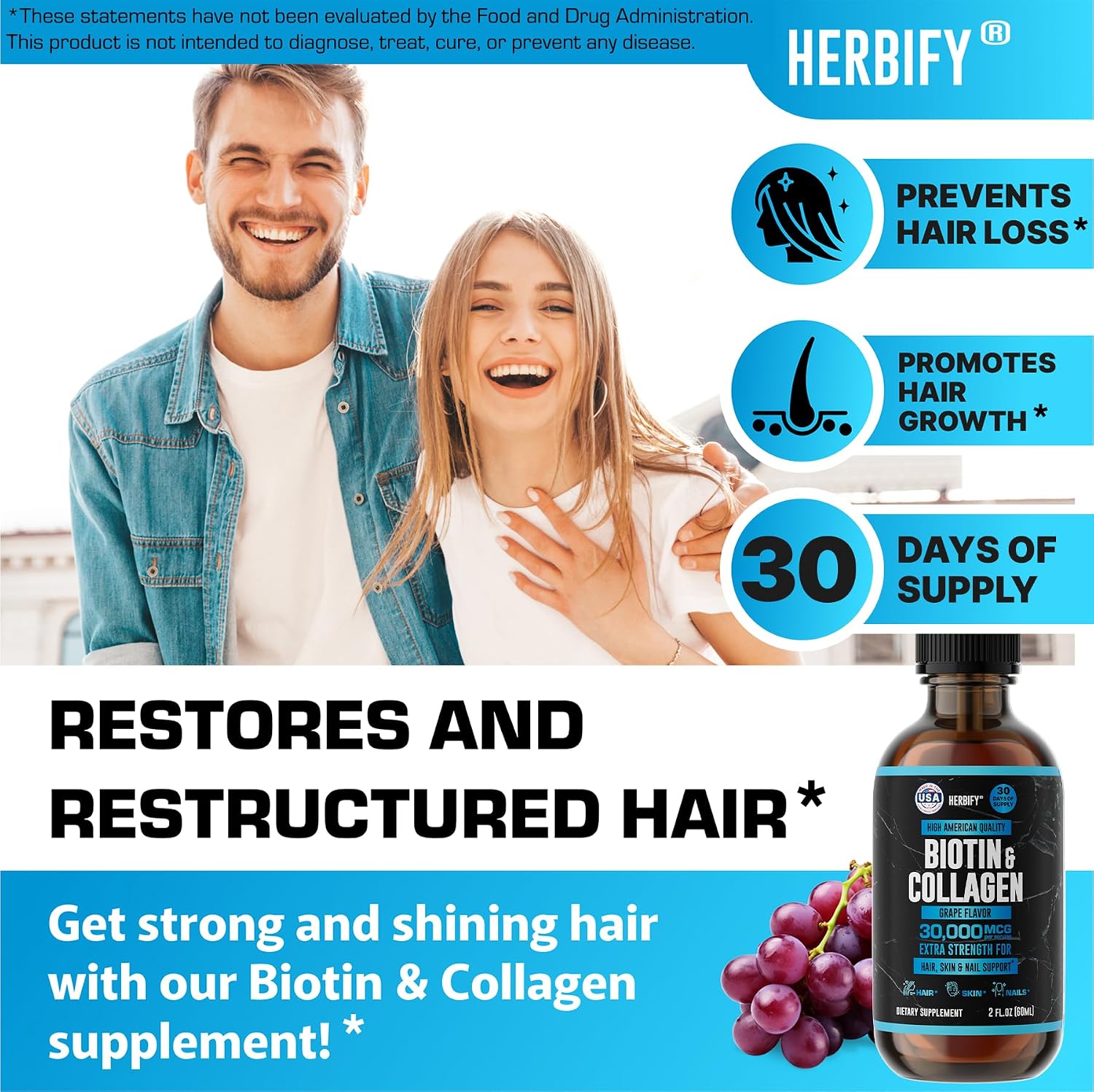 HERBIFY Bundle - Mullein Leaf Extract & Biotin and Collagen - Respiratory Support & Hair Skin and Nails Vitamins Support - PrimeBioHealth - canada supplements