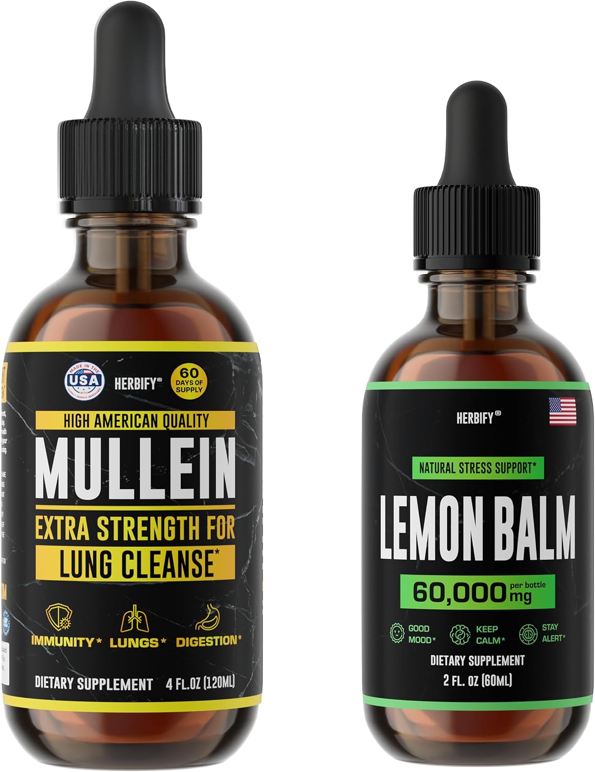 HERBIFY Bundle - Mullein Leaf Extract & Lemon Balm - Respiratory Support & Brain Support - PrimeBioHealth - canada supplements
