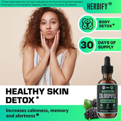 HERBIFY Chlorophyll Drops - Liquid Chlorophyll for Energy Boost & Immune System Support - Made in USA - Chlorophyll Liquid Drops for Body Detox, Internal Deodorant & Enhance Skin - 2 Oz - PrimeBioHealth - canada supplements
