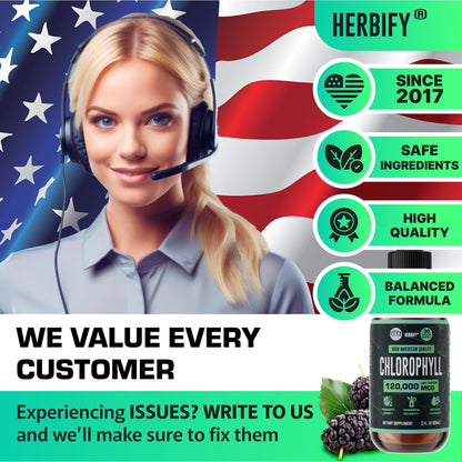 HERBIFY Chlorophyll Drops - Liquid Chlorophyll for Energy Boost & Immune System Support - Made in USA - Chlorophyll Liquid Drops for Body Detox, Internal Deodorant & Enhance Skin - 2 Oz - PrimeBioHealth - canada supplements