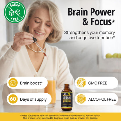 HERBIFY Lions Mane Supplement - Daily Mushroom Supplement for Memory, Focus & Clarity - Brain Booster - Lions Mane Tincture for Immune Support - 4 Fl oz - PrimeBioHealth - canada supplements