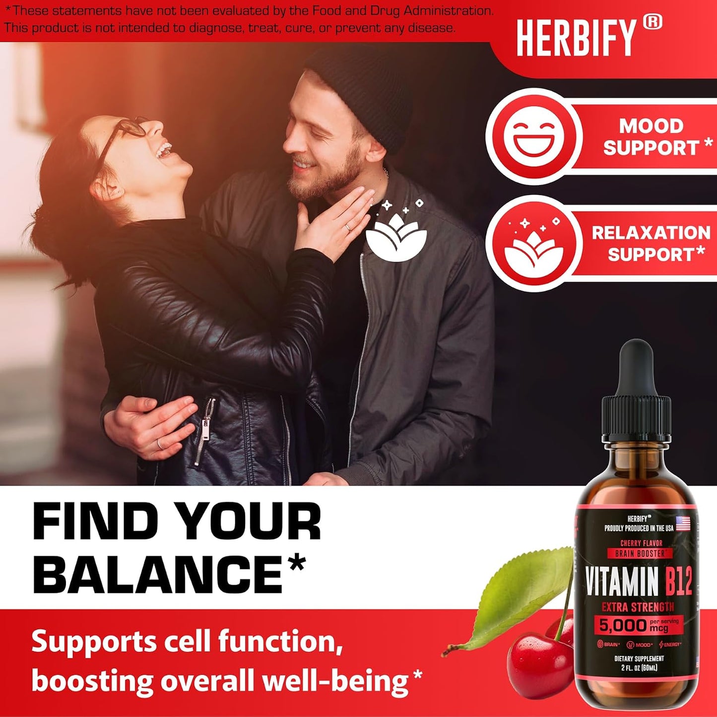 HERBIFY Vitamin B12 Methylated Multivitamin Energy Supplements for Women & Men - Liquid B12 Vitamins 5000 Mcg Methylcobalamin - Energy Support and Immune Health Liquid Vitamin - 30 Days Supply - 2 Oz - PrimeBioHealth - canada supplements