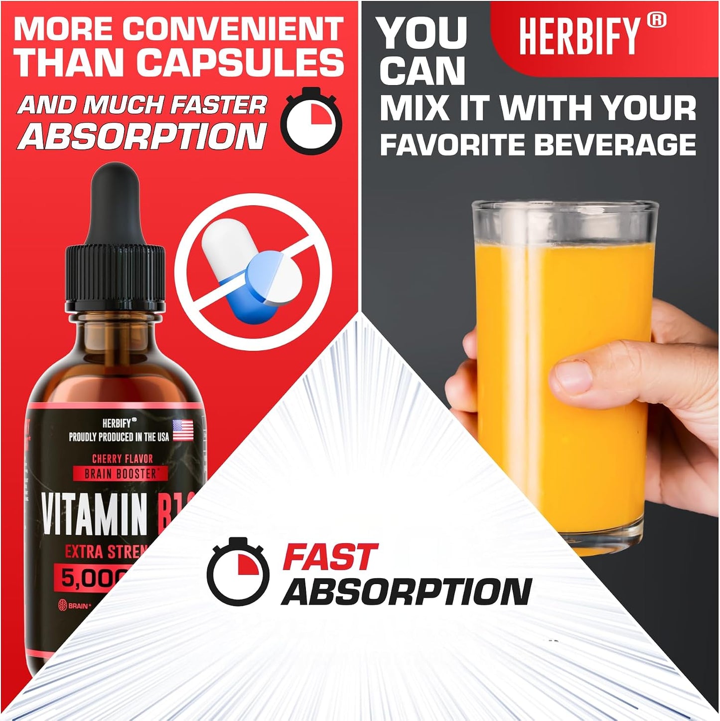 HERBIFY Vitamin B12 Methylated Multivitamin Energy Supplements for Women & Men - Liquid B12 Vitamins 5000 Mcg Methylcobalamin - Energy Support and Immune Health Liquid Vitamin - 30 Days Supply - 2 Oz - PrimeBioHealth - canada supplements