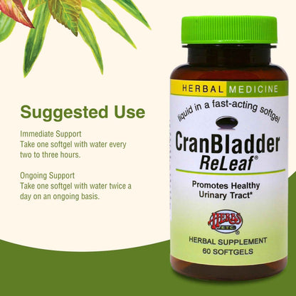 Herbs Etc. CranBladder ReLeaf Softgels - Bladder Health Support - Natural Supplement Formula to Aid Urinary Health & Comfort - Optimal Urinary Support with Cranberry - 60 Softgels (60 Servings)