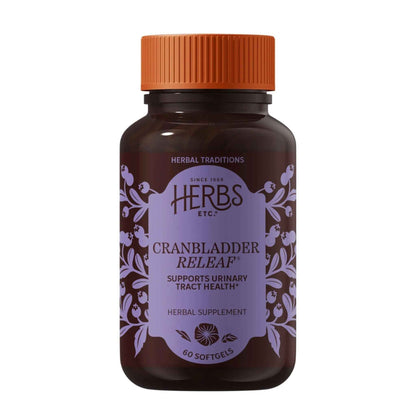 Herbs Etc. CranBladder ReLeaf Softgels - Bladder Health Support - Natural Supplement Formula to Aid Urinary Health & Comfort - Optimal Urinary Support with Cranberry - 60 Softgels (60 Servings)