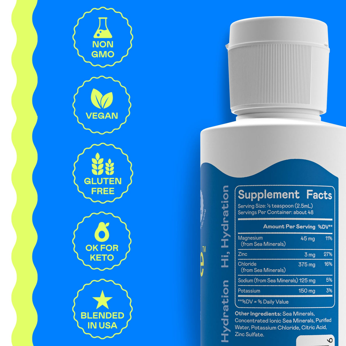 Hi-Lyte Electrolytes for Fasting, Immune Support and Rapid Hydration | 48 Servings | NO Calories NO Sugar | 20%+ More Potassium, Magnesium & Zinc - PrimeBioHealth - canada supplements