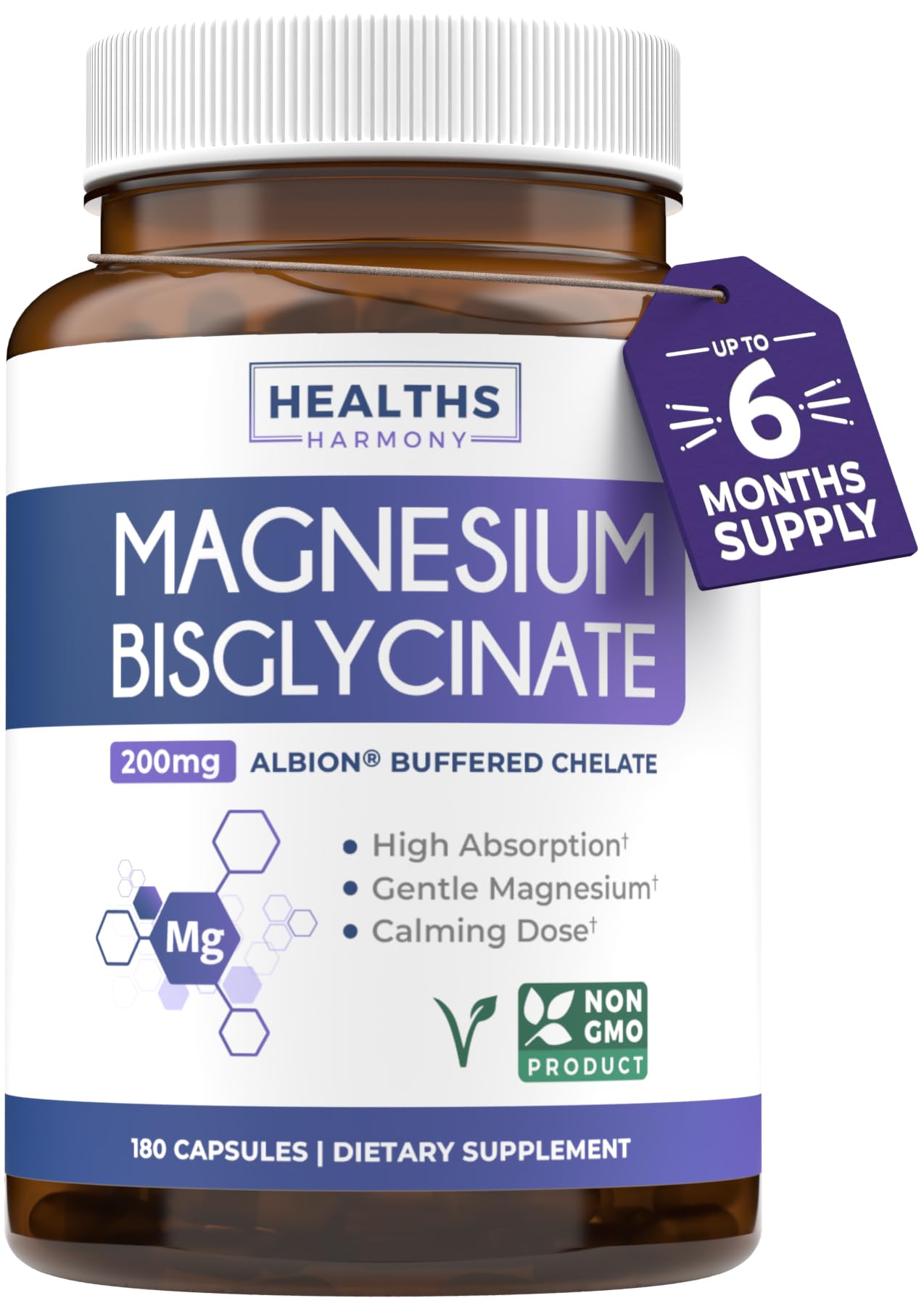 High Absorption Magnesium Bisglycinate Capsules - Clinically Validated Buffered and Chelated Magnesium Supplement - 1 Daily Vegan Capsule with Lab Verified Gentle 200mg Serving (4 Month Supply) - PrimeBioHealth - canada supplements