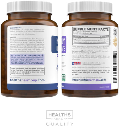 High Absorption Magnesium Bisglycinate Capsules - Clinically Validated Buffered and Chelated Magnesium Supplement - 1 Daily Vegan Capsule with Lab Verified Gentle 200mg Serving (4 Month Supply) - PrimeBioHealth - canada supplements