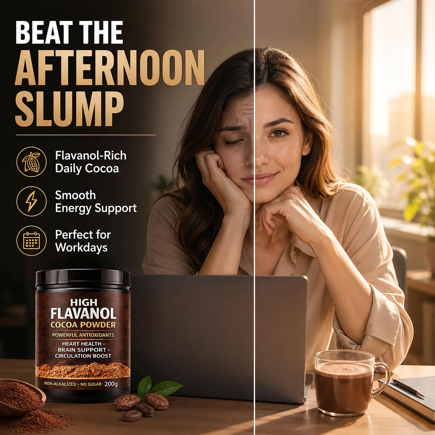 High Flavanol Cocoa Powder, Flavanol Rich Cocoa Powder– 1200mg Cocoa Flavanols – 10X More Flavanols – Supports Heart Health, Nitric Oxide & Energy - PrimeBioHealth - canada supplements