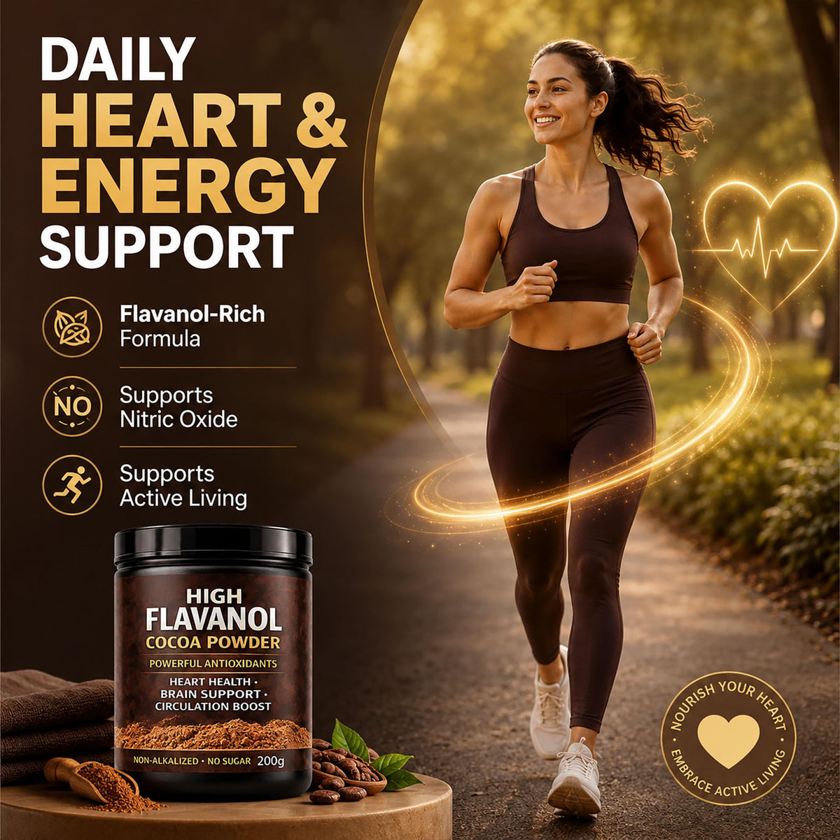 High Flavanol Cocoa Powder, Flavanol Rich Cocoa Powder– 1200mg Cocoa Flavanols – 10X More Flavanols – Supports Heart Health, Nitric Oxide & Energy - PrimeBioHealth - canada supplements