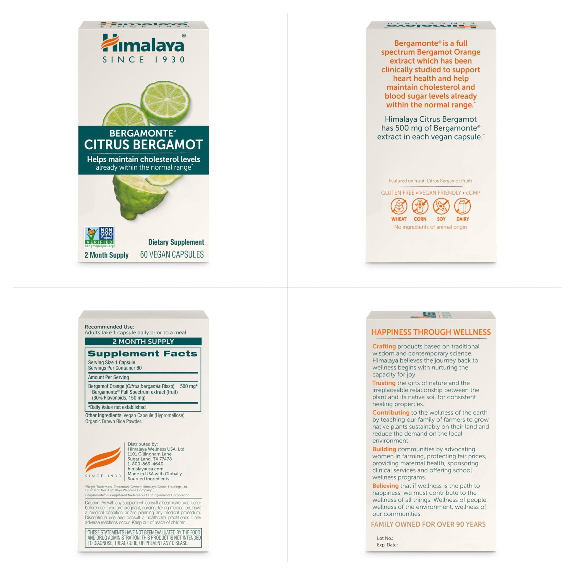 Himalaya Citrus Bergamot, Herbal Supplement for Daily Wellness, Vegan, Gluten Free, 500 mg Bergamonte® Extract, 60 Capsules - PrimeBioHealth - canada supplements