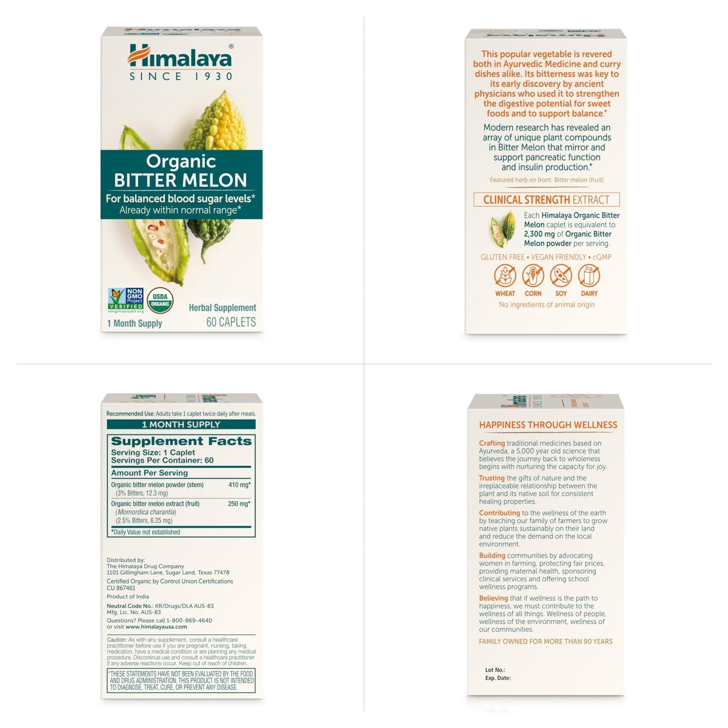 Himalaya Organic Bitter Melon - Herbal Glucose Metabolism Support - USDA Organic, Non-GMO, Vegan, Gluten Free - PrimeBioHealth - canada supplements