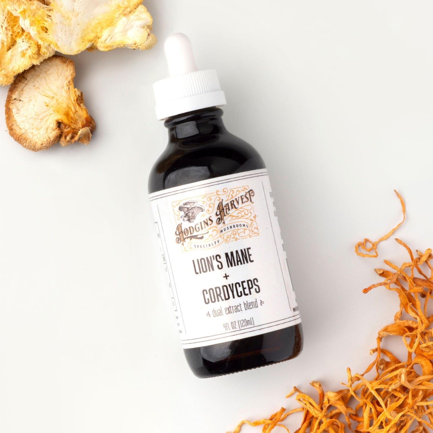 Hodgins Harvest Organic Lion's Mane Fruiting Body Extract Tincture - Mushroom Supplement for Brain Health and Mental Focus - Dual Extract Formula - Extra Concentrated - 4 fl oz Bottle - PrimeBioHealth - canada supplements