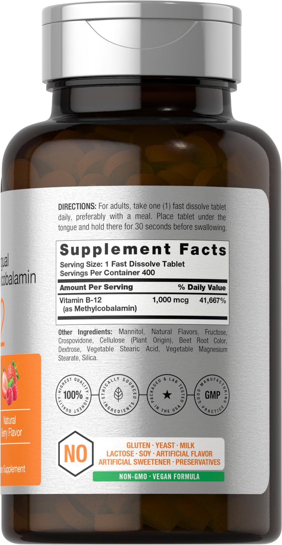 Horbaach Vitamin B12 1000 mcg Sublingual | 400 Fast Dissolve Tablets | Methylcobalamin Supplement for Women and Men - PrimeBioHealth - canada supplements