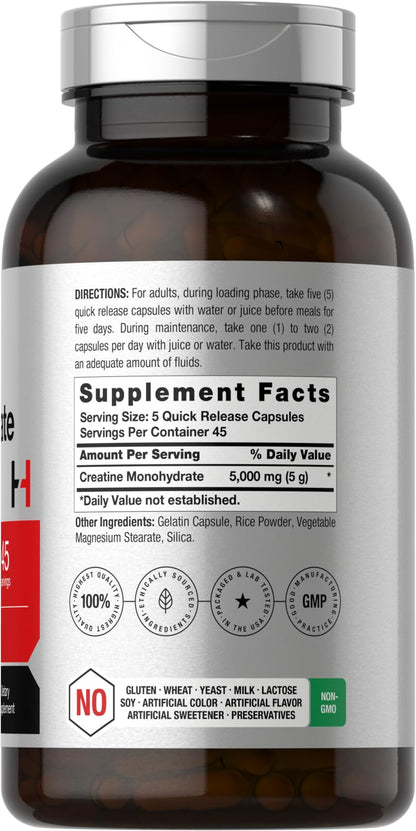 Horbäach Creatine Monohydrate | 5g | 225 Capsules | Non-GMO, Gluten Free Supplement - PrimeBioHealth - canada supplements