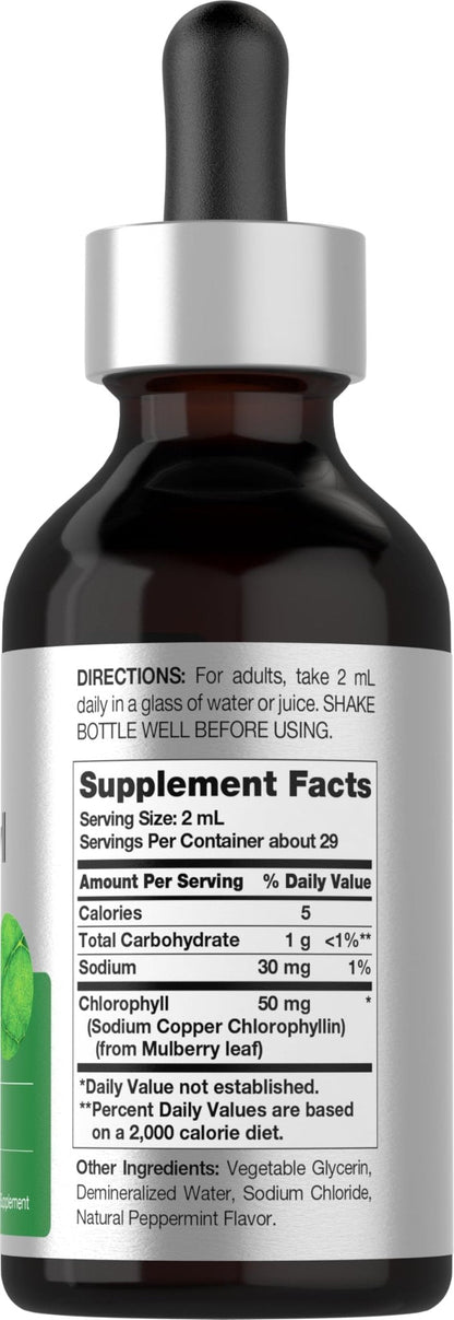 Horbäach Liquid Chlorophyll Drops | 2 oz | Vegan, Non-GMO, and Gluten Free Formula | Natural Peppermint Flavor - PrimeBioHealth - canada supplements
