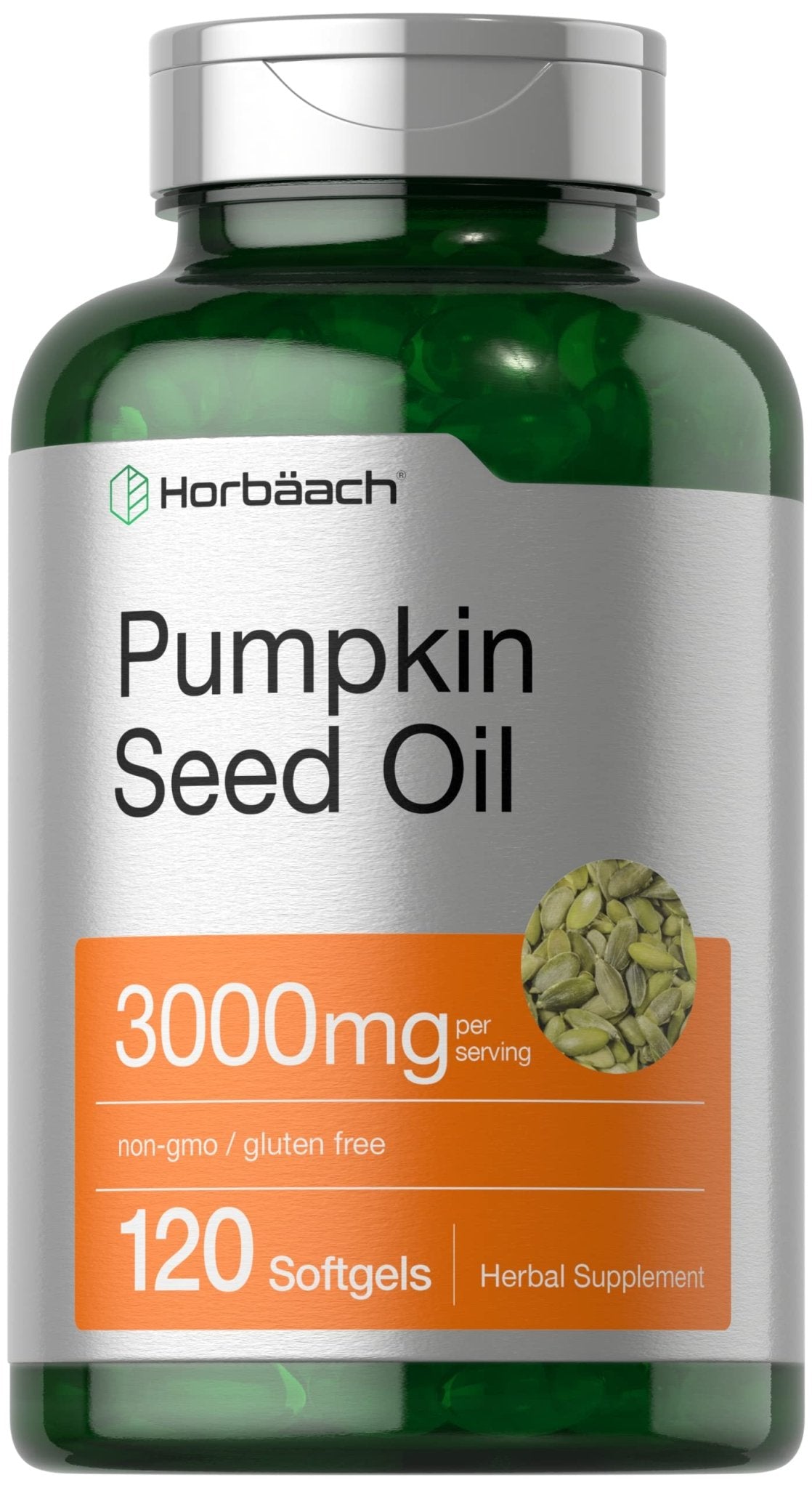 Horbäach Pumpkin Seed Oil | 3000mg | 120 Softgel Capsules | Cold Pressed Dietary Supplement | Non-GMO and Gluten Free Formula - PrimeBioHealth - canada supplements