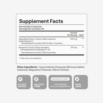 Humann Cholesterol Health Daily, Aged Black Garlic Extract & Citrus Bergamot, Cholesterol & Lipid Support Supplement, 60 Capsules - PrimeBioHealth - canada supplements
