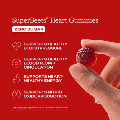 Humann SuperBeets Heart Gummies Zero Sugar - Beet Gummy with Energy Support, Grape Seed Extract & Beetroot Powder - 60 Count - PrimeBioHealth - canada supplements