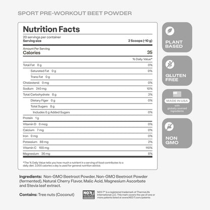 Humann SuperBeets Sport Endurance Pre Workout Powder, Nitric Oxide Supplement, NSF Certified, Stimulant & Caffeine Free, Made with Beet Root, - PrimeBioHealth - canada supplements