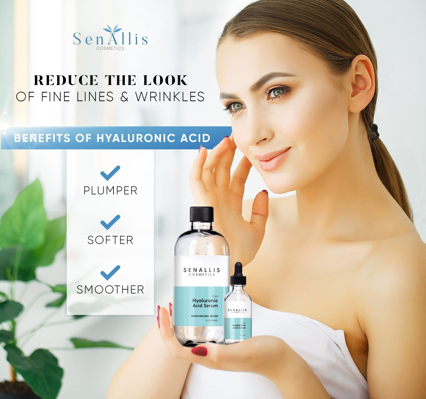 Hyaluronic Acid Serum 8 fl oz And 2 fl oz, Made From Pure Hyaluronic Acid, Anti Aging/Wrinkle, Ultra-Hydrating Moisturizer - PrimeBioHealth - canada supplements