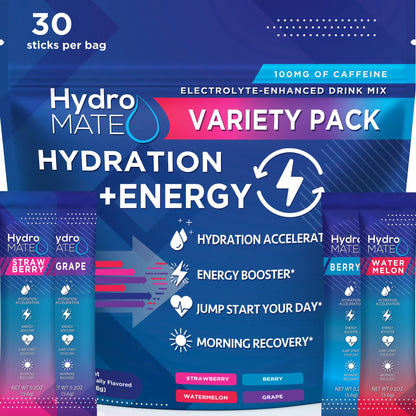 HydroMATE Electrolytes Powder Drink Mix Packets Hydration Accelerator Low Sugar Party Favors for Rapid Recovery Vitamin C Plu - PrimeBioHealth - canada supplements