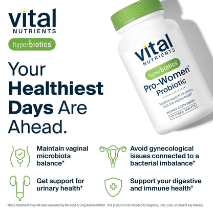 Hyperbiotics Vital Nutrients Pro Women Probiotics for Women | Vaginal Probiotics for PH Balance | Oral Probiotic for Vaginal Health and Urinary Tract Health | 6 Targeted Strains | 30 Vegan Tablets - PrimeBioHealth - canada supplements