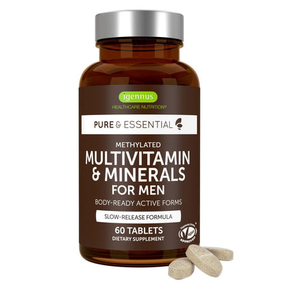 Igennus Methylated Men's Multivitamin with 22 Actives, Added Lycopene for Antioxidant Support, High Potency B12, Sustained Release, - PrimeBioHealth - canada supplements