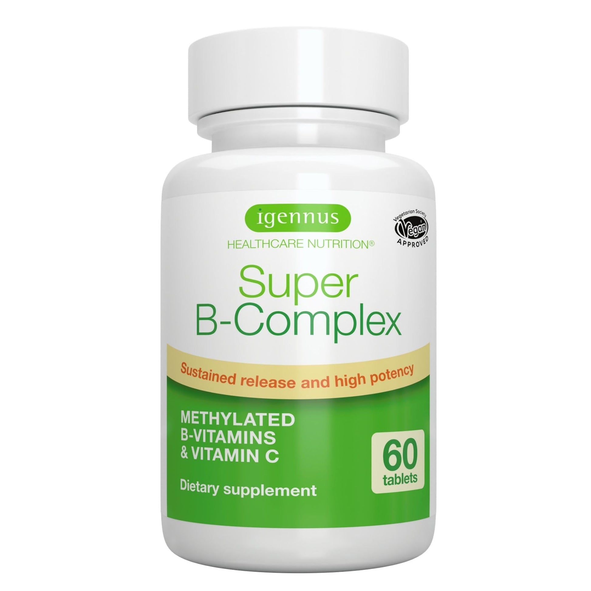 Igennus Super B-Complex Methylated B Vitamins - Sustained Release, Clean Label & High Absorption, with 5-MTHF Folate & Methyl B12, Energy, Mood & Cognitive Performance - PrimeBioHealth - canada supplements
