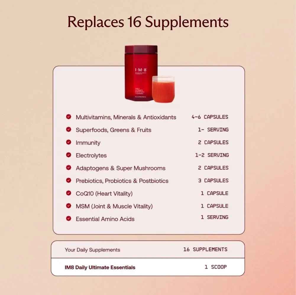 IM8 Daily Ultimate Essentials All-in-One Multivitamin Supplement (30 Servings, Starter Kit - Scoop + Tumbler Included)