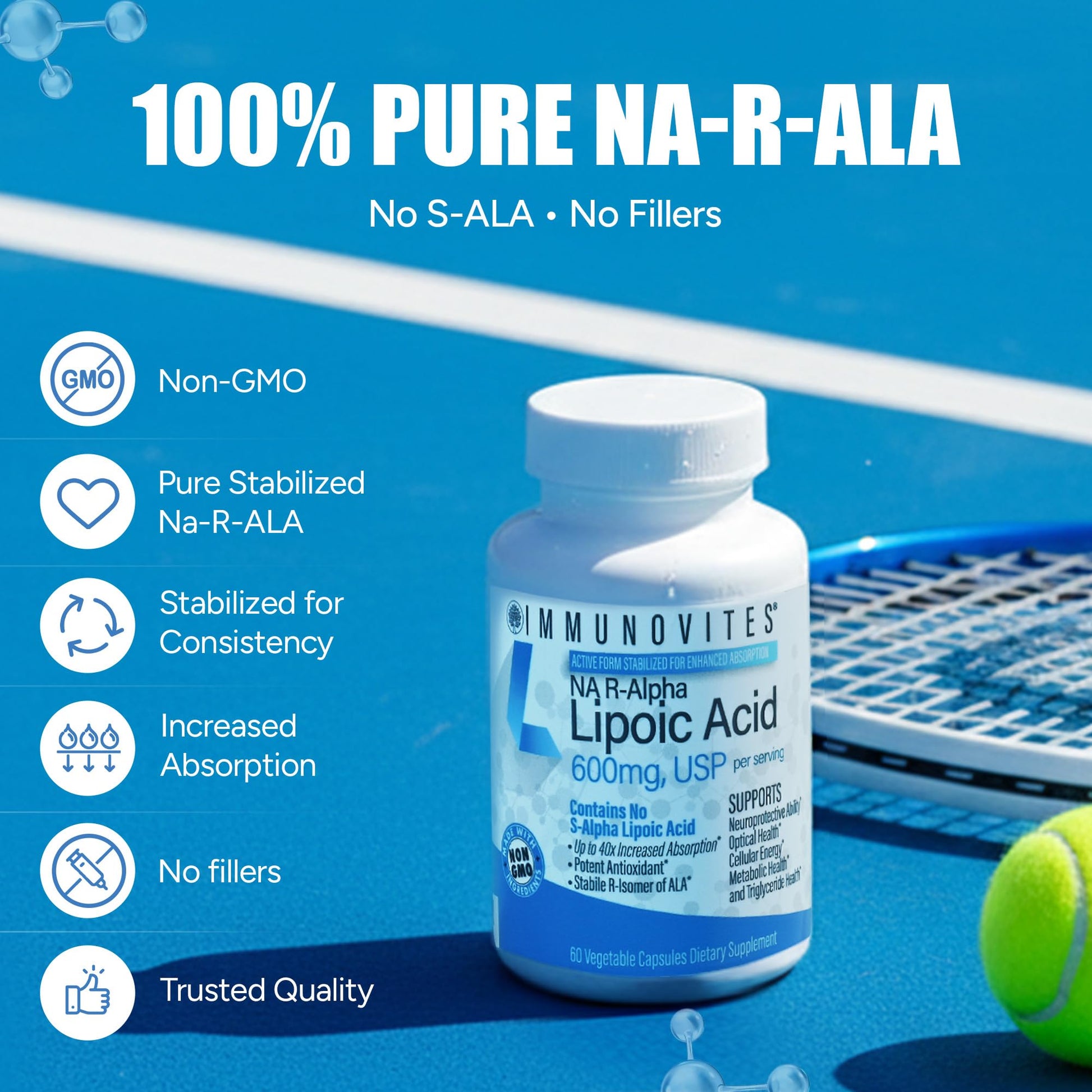 IMMUNOVITES Stabilized R-Alpha Lipoic Acid ((True)) 600mg per Serving [[High Potency & up to 40x Increased Absorption]] - PrimeBioHealth - canada supplements