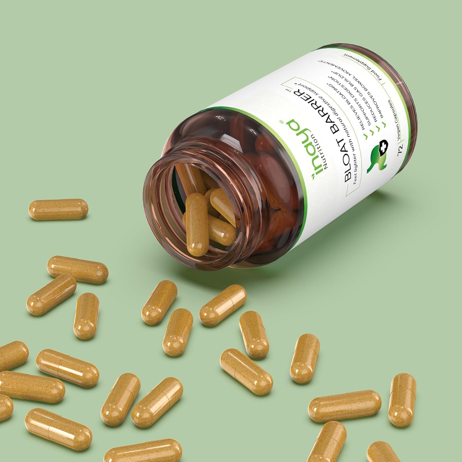 Inaya Nutrition BloatBarrier 72 Capsules - Natural Digestion and Bloating Supplement for Stomach Bloating Relief, Gas Reduction, and Improved Bowel Movements - PrimeBioHealth - canada supplements