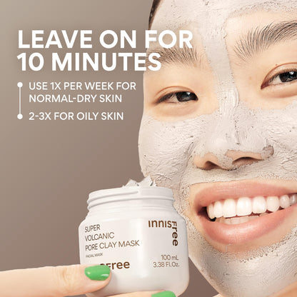 Innisfree Super Volcanic Clay Mask, Premium Korean Skincare with AHA and Natural Clusters for Deep Pore Detox, Gentle Exfoliation, Oil Control - PrimeBioHealth - canada supplements