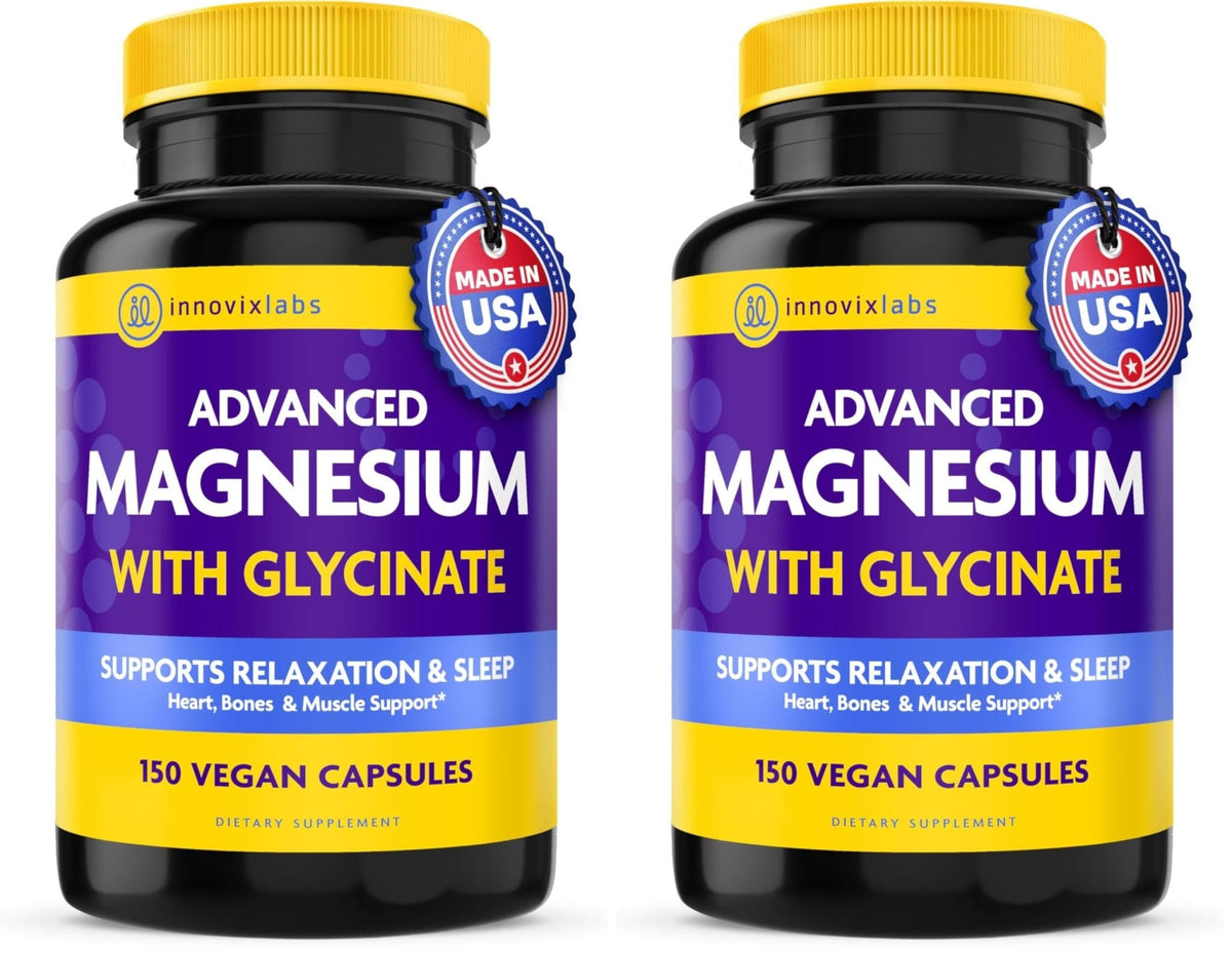 InnovixLabs Advanced Magnesium Capsules - 150 Ct, 210 mg - Chelated Glycinate and Malate - High Absorption, Promotes Relaxation, Bones, Muscle Health, Vegan Malate Sleep Supplement - PrimeBioHealth - canada supplements