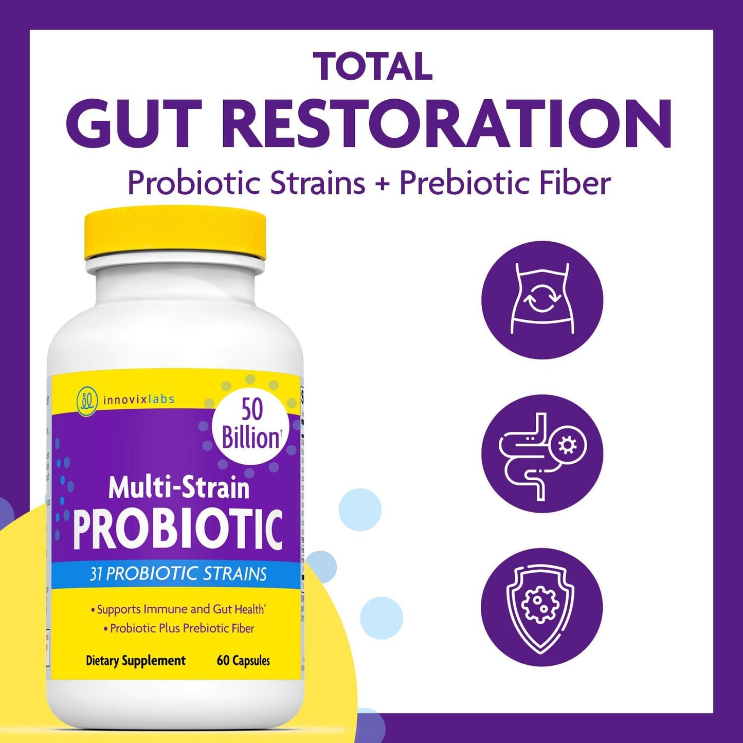InnovixLabs Multi Strain Probiotics for Women & Men, 50 Billion CFU, 31 Probiotic Strains + Prebiotic Fiber, Helps Supports Immune & Gut Health, Non-GMO Probiotics for Digestive Health, 60-Day Supply - PrimeBioHealth - canada supplements