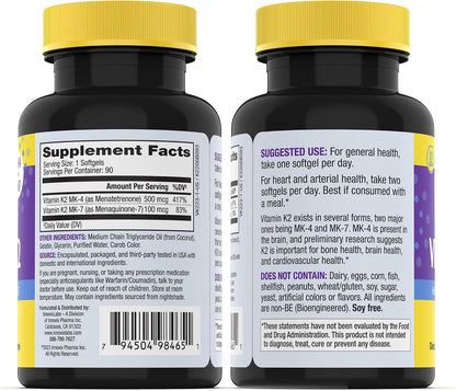 InnovixLabs Vitamin K2 & Magnesium Bundle Full Spectrum Vitamin K2 (90 softgels) Advanced Magnesium (150 Time-Release Capsules). Supports Healthy Bones & Arteries. * - PrimeBioHealth - canada supplements