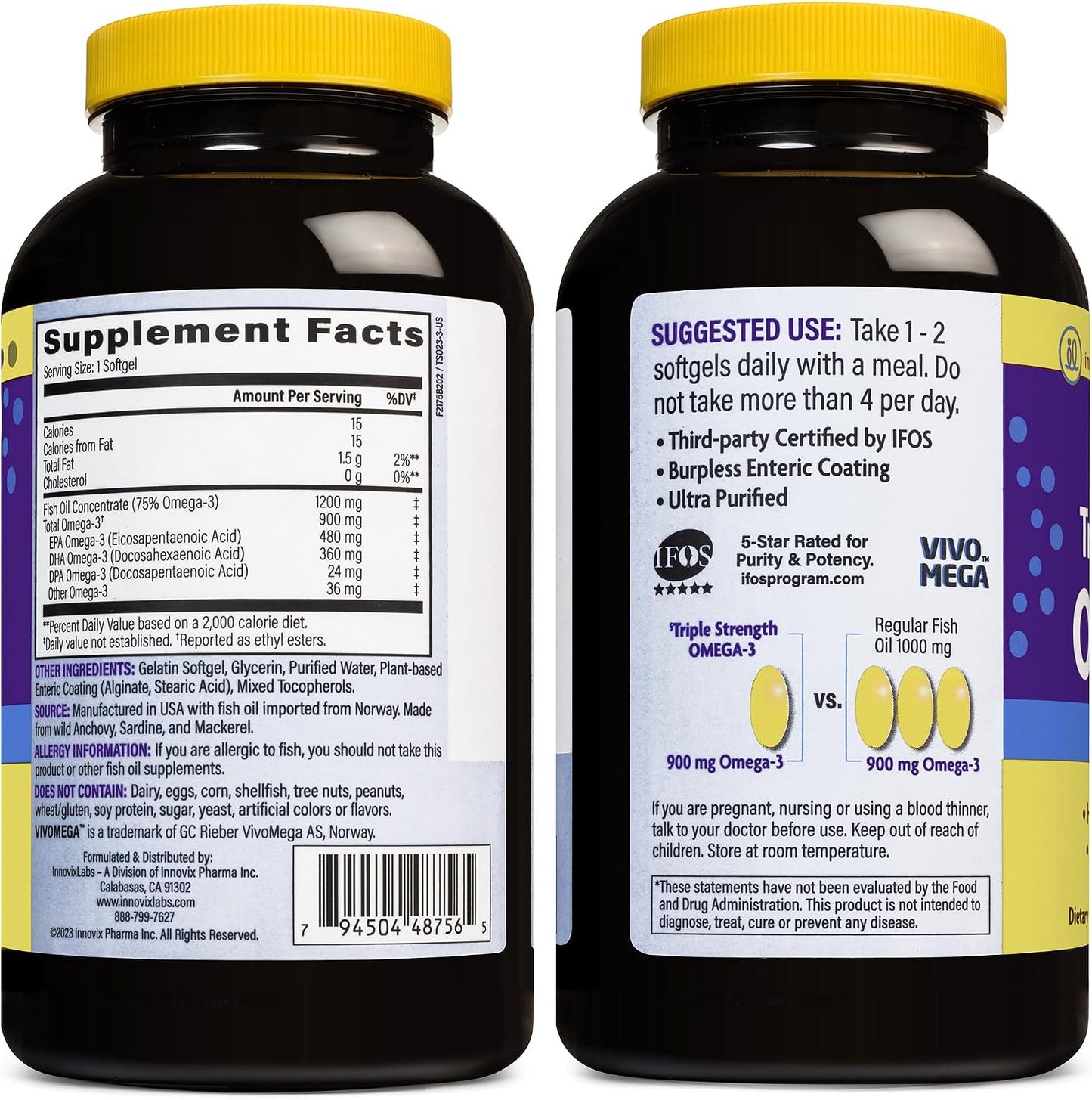 InnovixLabs Vitamin K2 & Triple Omega Bundle Full Spectrum Vitamin K2 (90 Softgels) Triple Strength Omega-3 Fish Oil (200 Softgels). Supports Healthy Bones, Arteries and Joints. * - PrimeBioHealth - canada supplements