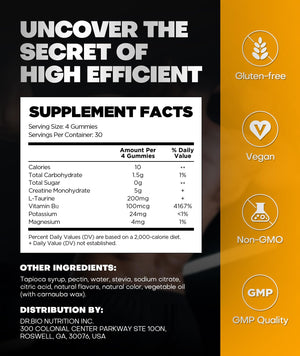 Instant Boost Creatine Monohydrate Gummies, Complex Formula with Real 5000mg Creatine, L-Taurine, B12, Mg & K, Pre-Workout Creatine for Women & Men to Support Energy - PrimeBioHealth - canada supplements