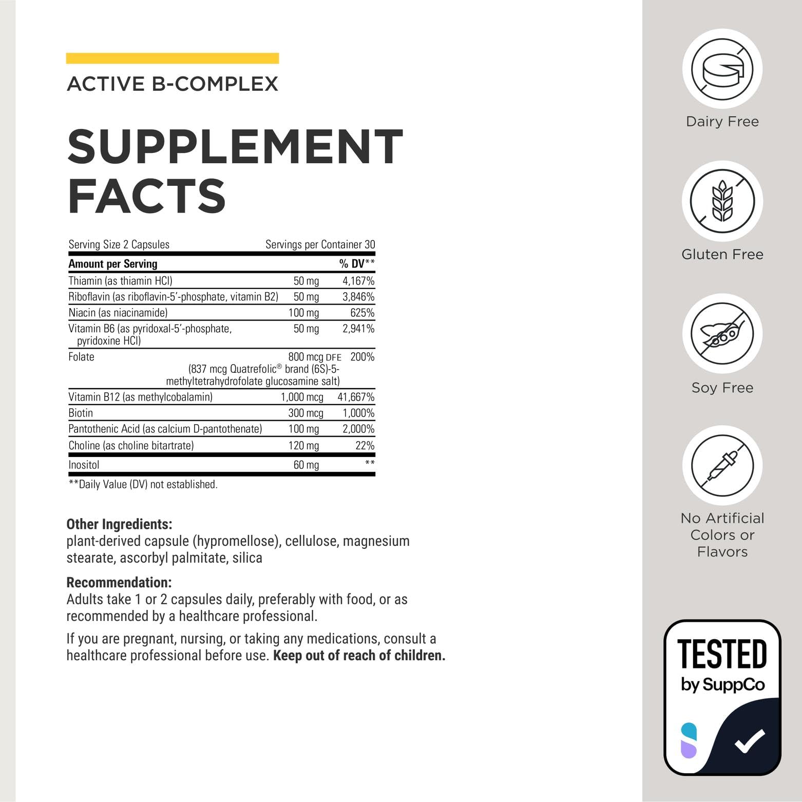 Integrative Therapeutics Active B-Complex - with Choline and Methylfolate - Cellular Energy, Immune Function & Heart Health Support with Vitamins B2, B6 & B12 - PrimeBioHealth - canada supplements