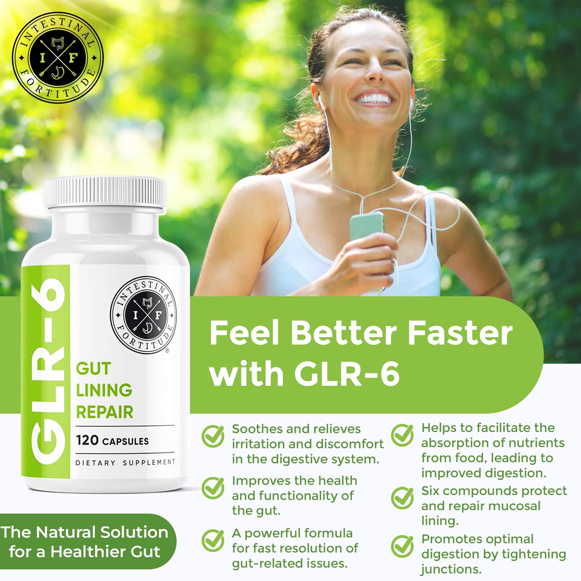 Intestinal Fortitude GLR-6 - Gut Lining Repair Supplement for Gut Health - Leaky Gut Repair with L-Glutamine, Slippery Elm, DGL Licorice Root, Marshmallow Root, Fenugreek - PrimeBioHealth - canada supplements