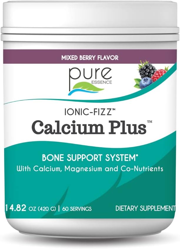 Ionic Fizz Calcium Plus by Pure Essence - Perfect Calcium/Magnesium Ratio with Vitamin A, B, C, D and Potassium Strong Bones - Mixed Berry - 14.82 oz - PrimeBioHealth - canada supplements