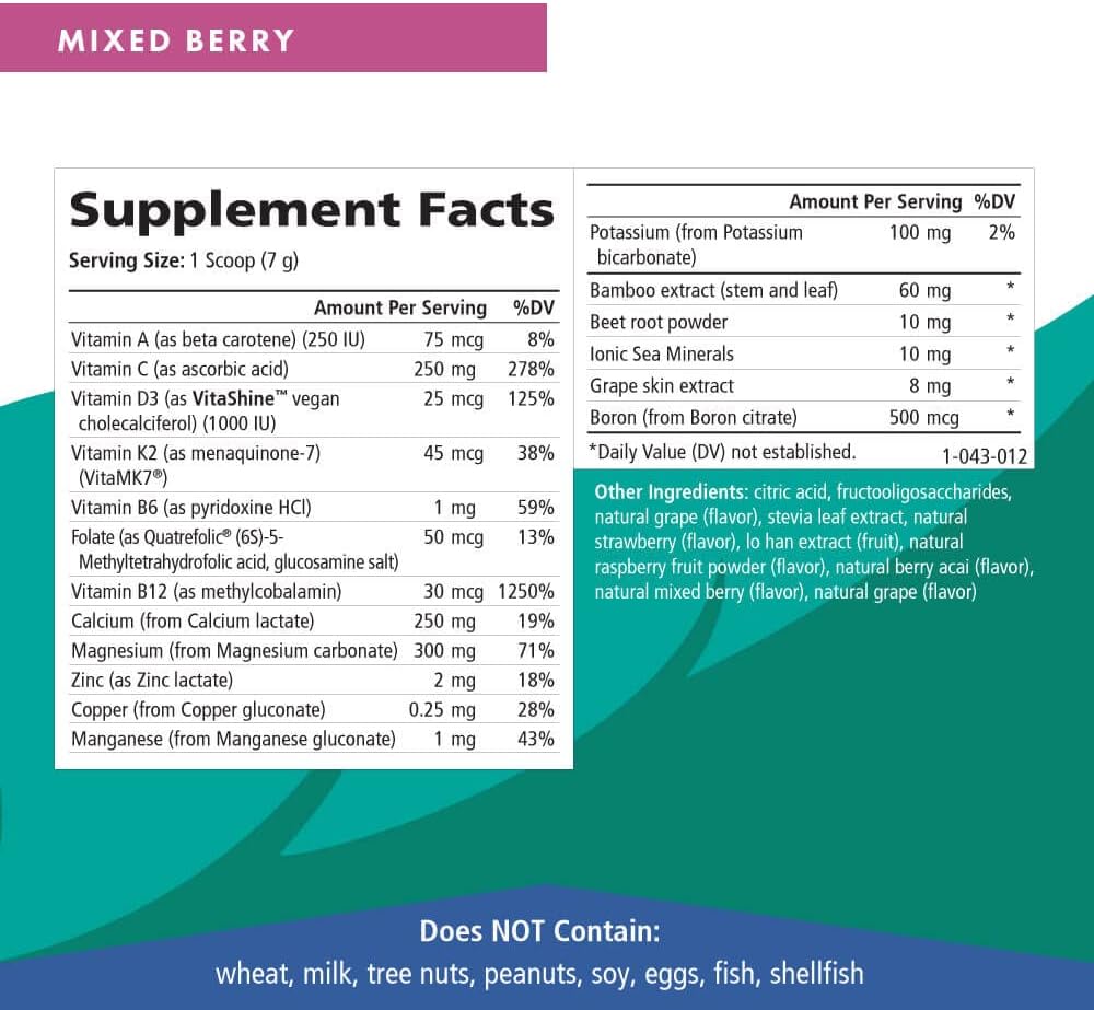 Ionic Fizz Super D-K Calcium Plus by Pure Essence - with Extra Magnesium, Vitamin D3, Vitamin K2 for Strong Bones and Stress Support - Mixed Berry - 7.41oz - PrimeBioHealth - canada supplements