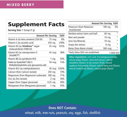 Ionic Fizz Super D-K Calcium Plus by Pure Essence - with Extra Magnesium, Vitamin D3, Vitamin K2 for Strong Bones and Stress Support - Mixed Berry - 7.41oz - PrimeBioHealth - canada supplements