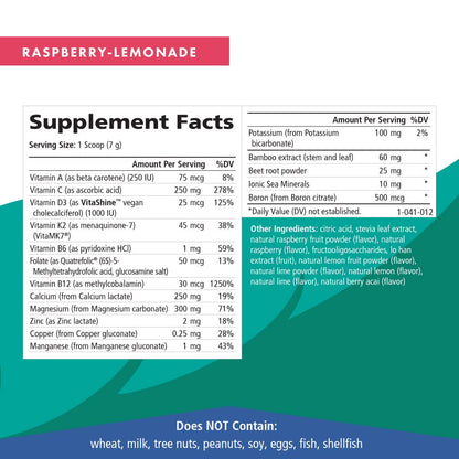 Ionic Fizz Super D-K Calcium Plus by Pure Essence - with Extra Magnesium, Vitamin D3, Vitamin K2 for Strong Bones and Stress Support - Raspberry Lemonade - 14.82oz - PrimeBioHealth - canada supplements
