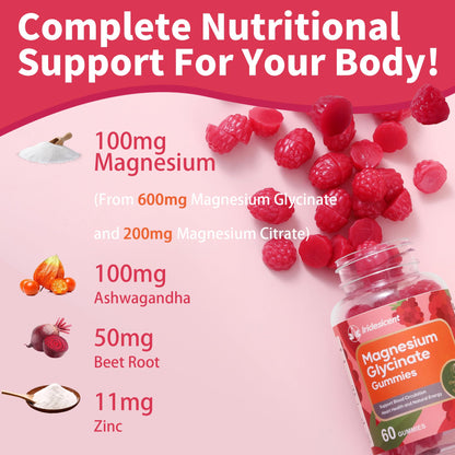 IRIDESICENT Magnesium Glycinate Gummies, Sugar Free Magnesium Supplement w/Ashwagandha, Zinc, Vegan Magnesium Glycinate Supplement for Adults - PrimeBioHealth - canada supplements