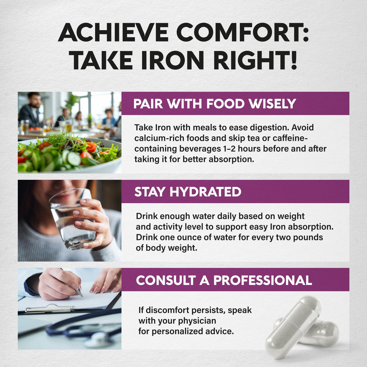 Iron Supplement for Women - Iron 65mg (Ferrous Sulfate 325mg) - Stomach Friendly | Slow Release Iron | High Absorption - Vitamins C, D3, B6, B12 & Folate - PrimeBioHealth - canada supplements