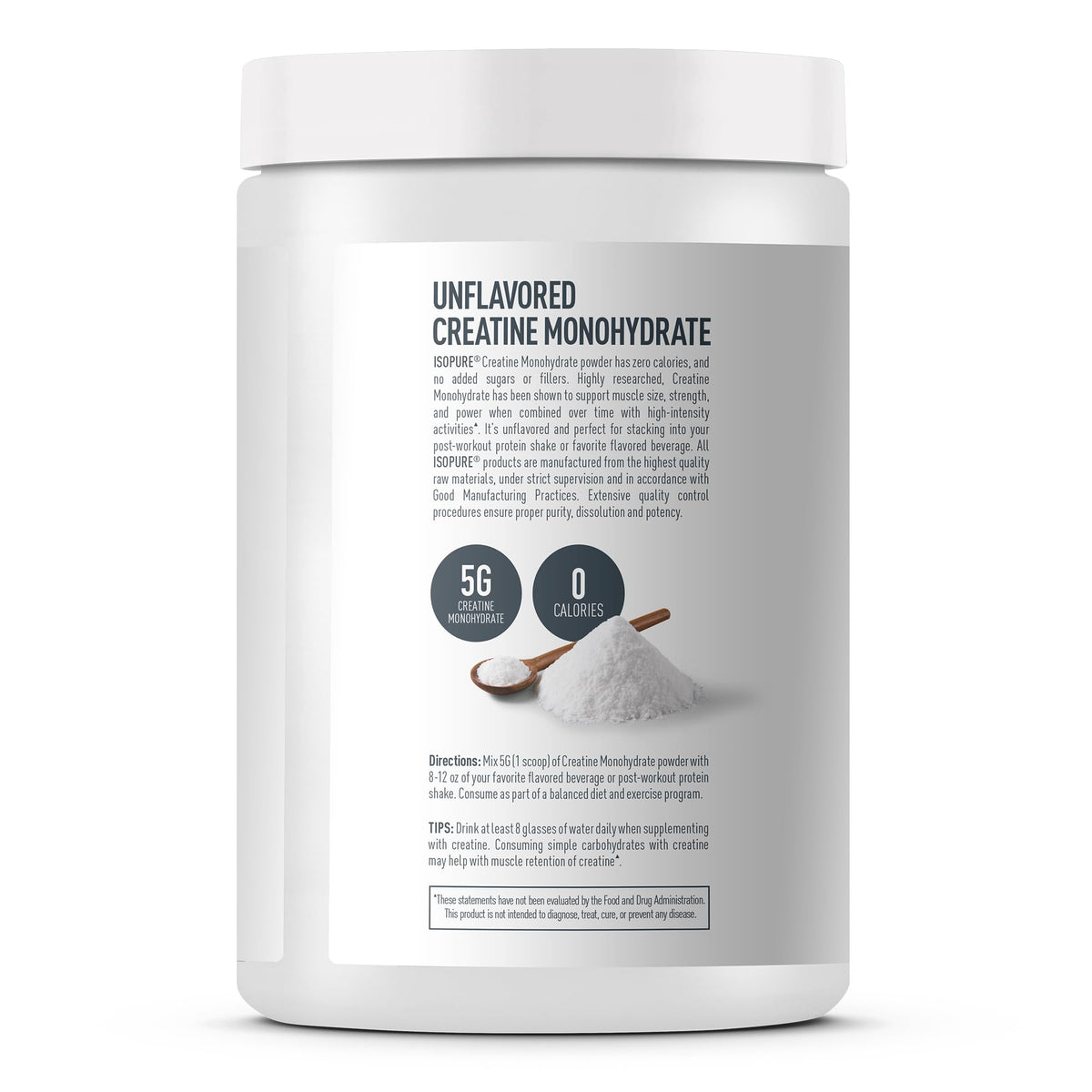 Isopure 100% Pure Creatine Monohydrate Powder, Sugar Free, Unflavored, 5g Creatine Monohydrate Per Serving, 1.1 Lbs, - PrimeBioHealth - canada supplements