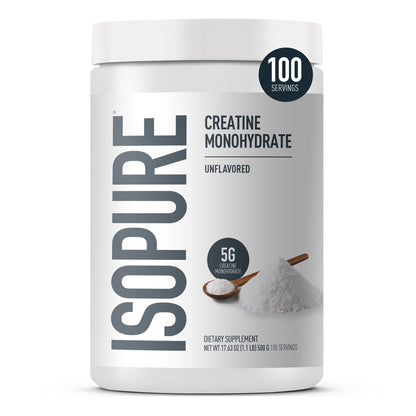 Isopure 100% Pure Creatine Monohydrate Powder, Sugar Free, Unflavored, 5g Creatine Monohydrate Per Serving, 1.1 Lbs, - PrimeBioHealth - canada supplements