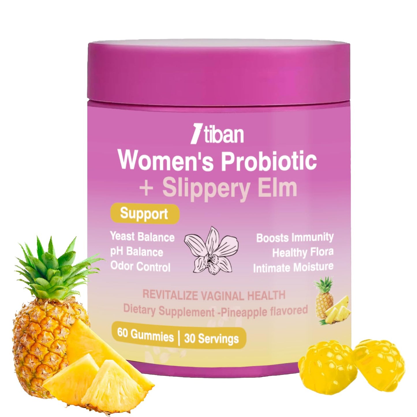 Itiban Feminine Vaginal Probiotics Gummies, Supports pH Balance & Digestive Health, Slippery Elm for Women, Suagr-Free - PrimeBioHealth - canada supplements